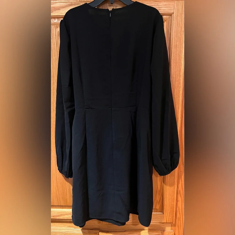 Lulus Believe It or Knot Black Long Sleeve Tie-Front Skater Mini‎ Dress Size XL - Picture 8 of 11